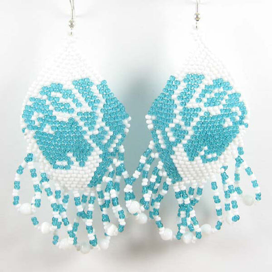 Handmade Beaded Sea Green Sheep Seed Bead Earrings
