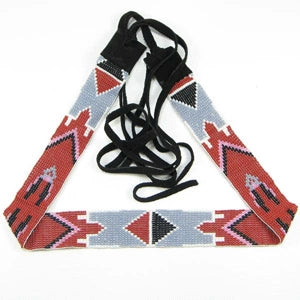 Red Grey White Medicine man's Eye Beaded Belt Cowboy Hat Band